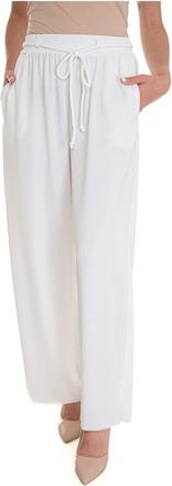 Emporio Armani Cr&ecirc;pe Broek met Elastische Taille - Dames - Wijde Broeken - Wit - XS - Polyester - Broeken