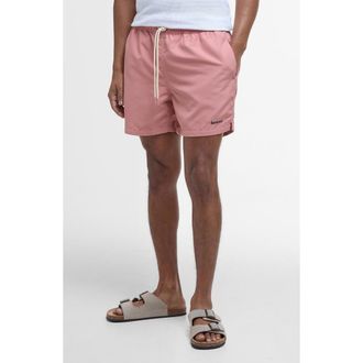Barbour Staple Logo Swim Trunks in Pink Clay at Nordstrom, Size Medium