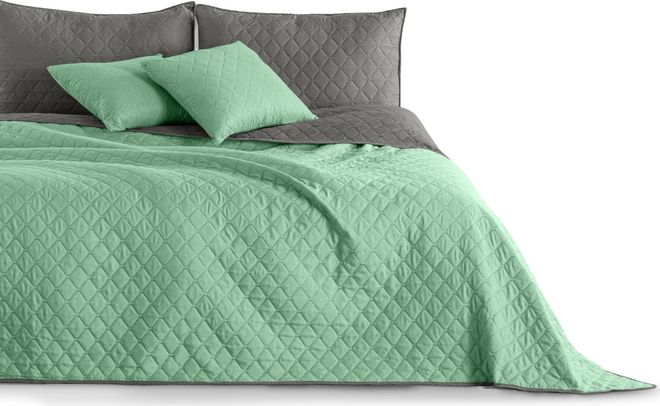 Decoking 32947 Tagesdecke 200 x 220 Minze Stahl Silber anthrazit grau Bettüberwurf zweiseitig Steppung pflegeleicht Mint Steel Axel ab 36,80 €