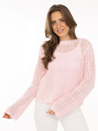 Zwillingsherz Strickpullover ZWILLINGSHERZ Lochstrick, Damen, Gr. L/XL, pink, Strick, Obermaterial: 60% Baumwolle, 40% Polyacryl, Pullover Strickpullover, mit Locks