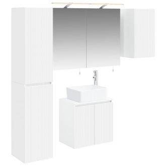 vidaXL Juego De Muebles De Ba&ntilde;o 5 Uds. Blanco Madera De Ingenier&iacute;a Vidaxl