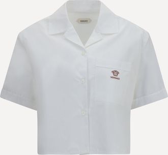 Versace Camicia crop in popeline di cotone Woman 40