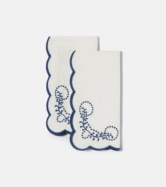 Cabana Set of 2 embroidered linen napkins