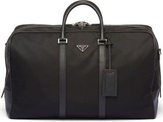 Prada logo-patch duffle bag - men - Leather/Recycled Nylon/Recycled Nylon - OS - Black