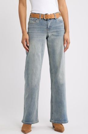 YMI Britney Belted Wide Leg Jeans in Lt Med Wash Tint 19C at Nordstrom, Size 11