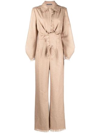 Alberta Ferretti Jumpsuit met franje - Beige