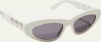 Alaia Scallop Stud Metal & Acetate Cat-Eye Sunglasses