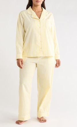 Nordstrom Classic Cotton Pajamas in White- Yellow Flan Gingham at Nordstrom, Size 3X