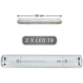 Trade Shop Trade Shop - Luz De Techo Estanca 2 Tubo Led De Ne&oacute;n T8 G13 60 Cm Techo De Pared Ip65 T8-60s