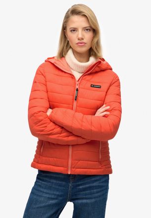 Superdry Steppjacke SUPERDRY HOODED FUJI LITE PADDED JACKET, Damen, Gr. XL, rot (hot coral), Steppware, Obermaterial: 100% Nylon, unifarben, slim fit, Jacken S