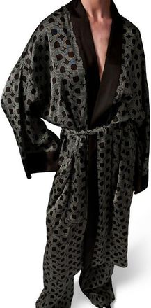 Day Birger Et Mikkelsen Rani Geometric Print Maxi Length Robe in Black at Nordstrom, Size Medium