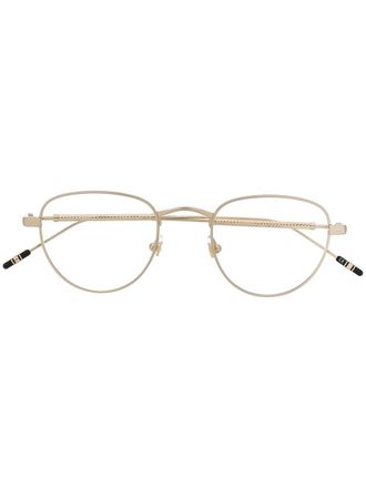 Montblanc embossed round frame glasses - men - Metal - 49 - Gold