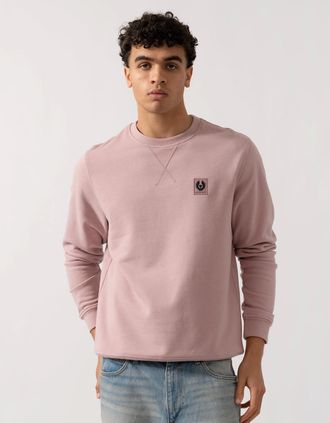 Belstaff Mens Belstaff Mens Crew Neck Sweatshirt With Logo Patch - Wood Rose - Pink - Size: 40