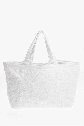 Dsquared2 Maxi Borsa Tote in Spugna di Cotone con Logo All-Over Dsquared2
