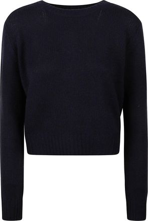 Be You Cropped Knit Sweater with Round Neckline and Ribbed Details