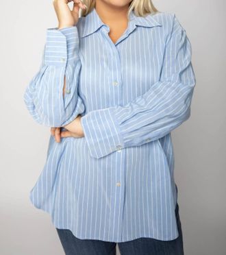 Vince Oversized Stripe Shirt In Celestine