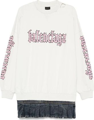 Balenciaga Pleated-hem Logo Dress