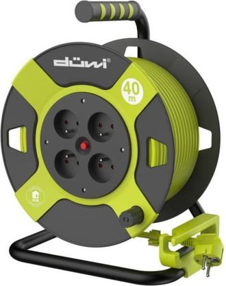 OEM Carrete De Cable Alargador De 4 Tomas H05vv-f 3g1.5, 40 M, Color Negro Lim&oacute;n / 24627