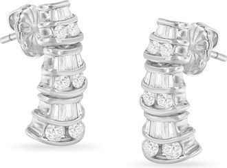House of Brilliance 14KT White Gold 7/8 cttw Diamond Dangle Multi Row Earrings at Nordstrom
