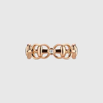 Gucci Horsebit Diamond 18k Ring, Rose Gold, Rose Gold