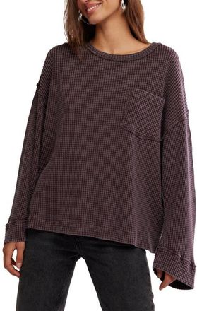 Free People Cotton Thermal Knit Top in Dark Purple at Nordstrom, Size X-Large
