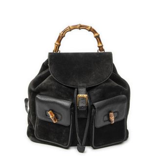 Gucci Pre-owned Womens Large Bamboo Backpack - Black - One Size