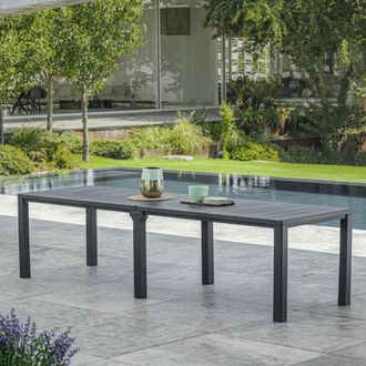 Dmora Dmora - Tavolo Da Esterno Brossard, Base Per Picnic, Piano Da Pranzo Da Giardino, Banco Outdoor Multiuso, 294x90 H75 Cm, Antracite