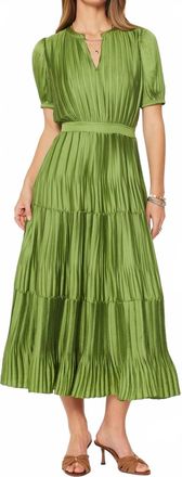 Current Air Pleated Maxi Dress In Olive