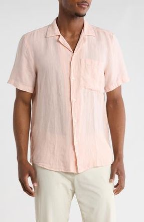 BOSS Ellino Linen Camp Shirt in Light /Pastel Pink at Nordstrom Rack, Size Xx-Large