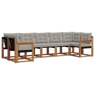 vidaXL Conjunto De Sof&aacute;s De Exterior 7 Pcs Gris Natural Y Claro Vidaxl