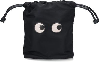 Anya Hindmarch Black Eyes Econyl Drawstring Bucket Pouch