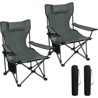 Woltu Sedia Pieghevole Campeggio. Set di 2. Sedie Richiudibili Sedia da Pesca Leggera e Portatile. Max Portata 150 kg Grigio - Woltu