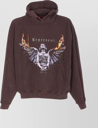 Represent cotton oversized printed reversible hoodie