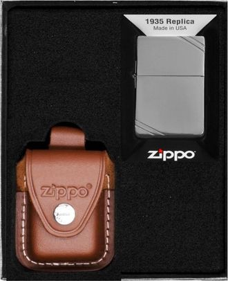 OEM Encendedor Zippo R&eacute;plica De 1935 Con Cortes, Set De Regalo N.&ordm; 4