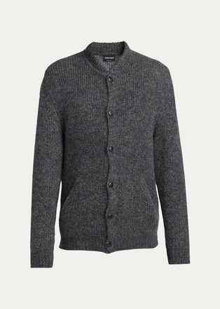 Giorgio Armani Mens Rib-Knit Mohair-Blend Cardigan