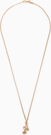 Emanuele Bicocchi Rose And Skull Necklace In 925 Gold Plated Silver