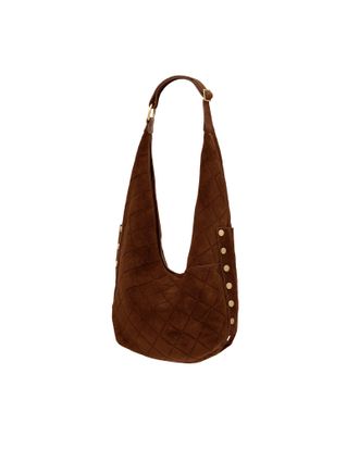 Hammitt Hammitt Tom Zip Chocolate Diamond Suede Antique Gold Lrg