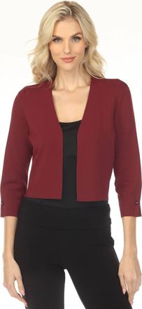 Joseph Ribkoff Pearl Accent 3/4 Sleeve Cropped Cover-Up In Merlot