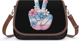 Generic Transgender Peace Sign Crossbody Bags for Women Shoulder Messenger Bag Purse Handbags