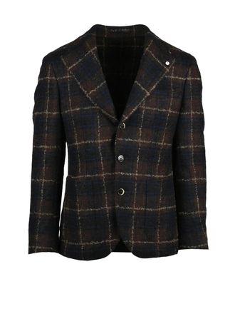 L.B.M. 1911 Wool Blend Jacket with Classic Tailored Silhouette and Textured Check Pattern
