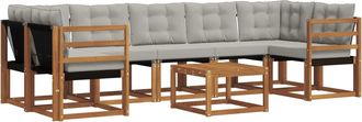 vidaXL Conjunto De Sof&aacute;s De Exterior 8 Uds. Gris Natural Y Claro Vidaxl