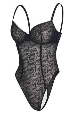 Savage x Fenty Signature Script Underwire Teddy in Black Caviar at Nordstrom Rack, Size Small
