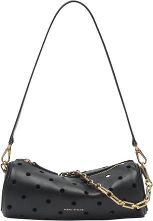 Manu Atelier Shoulder Bags, female, Black, Size: ONE SIZE Mini Cylinder Perforated