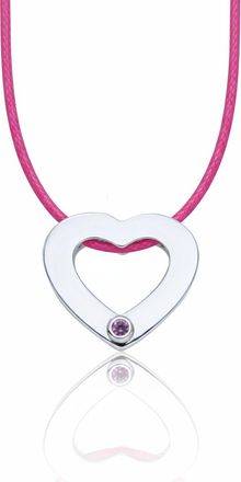 Liv Oliver 18K White Gold Plated Pink Sapphire Heart Necklace