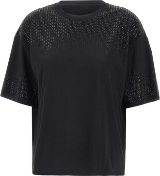 Elena Miro Tops, Dames, Zwart, M, Katoen, Beaded Jersey T-shirt