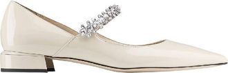 Jimmy Choo London Bing Patent Crystal-Strap Ballerina Flats, Brand Size 36.5 ( US Size 6.5 )