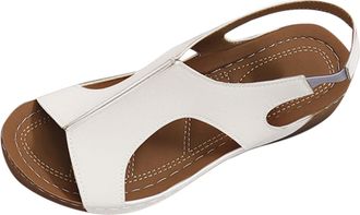 Generic Wedge Sandals for Women Open Toe Casual Ladies Summer Shoes Solid Color Stylish Versatile Thick Sole Breathable Comfortable Strappy Sandal Outdoor Bea