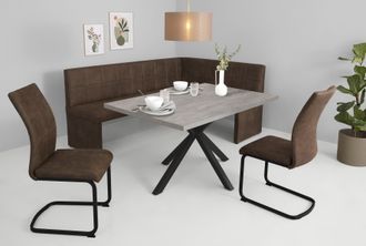 Hela Essgruppe »SPREE« 4 Stk. tlg. Esstisch 140x90 cm mit Dickkante, Microfaserbezug