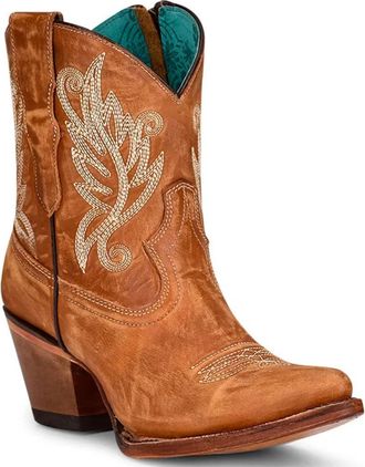 Corral Boots Womens Corral Boots Golden Leather Embroidery Western Bootie ZOGG2012
