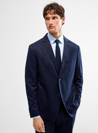 Lindbergh Mens Banker-stripe navy suit jacket Relaxed fit